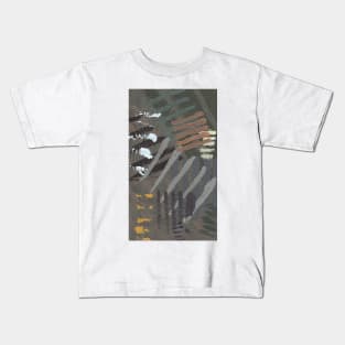 "Desire of Disgust in Retrospect" - Dark Abstract Painting Textured Artwork With Circles and Lines Kids T-Shirt